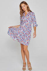 DAPHNÉ – Liberty dress 3/4 sleeves Fitted waist Flared hem – Women – Mabelle 013K